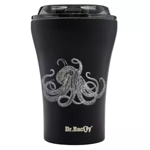 Ceramic mug with lid Dr. Bacty Apollo Octopus - black