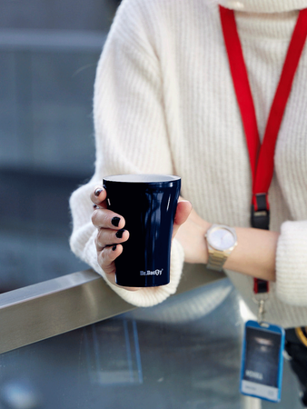 Coffee thermal mug with ceramic coating Dr. Bacty Apollo - 227 ml - blue - with your year of birth