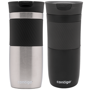 Contigo Byron 470ml thermal mug set - Stainless Steel + Matte Black