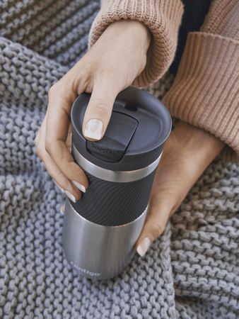 Contigo Byron 470ml thermal mug set - Stainless Steel + Matte Black