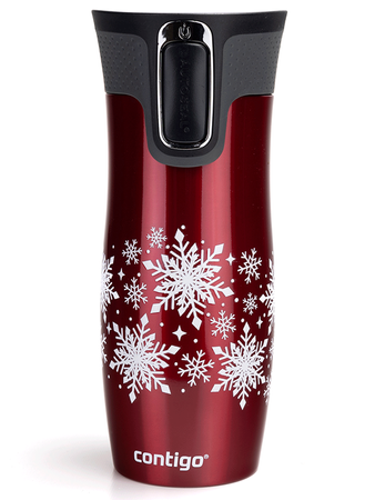 Thermal Mug Contigo West Loop 2.0 470 ml - Red - Snow Stars