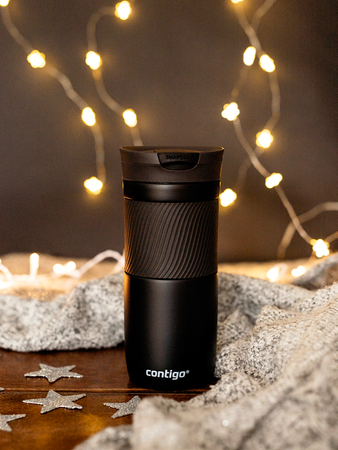 Thermal mug Contigo Byron 470ml  with custom inscription - engraved - Matte Black