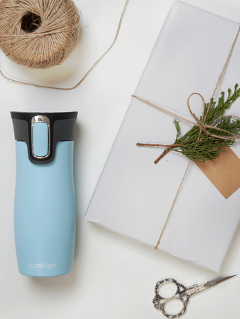 Thermal mug Contigo West Loop 2.0 with custom inscription - engraved - Iced aqua