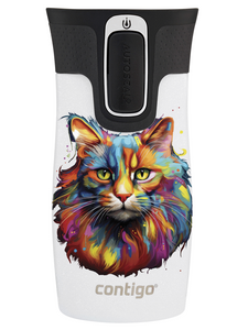 Contigo West Loop Mini 300ml Thermobecher - Katze - Weiß Metallic