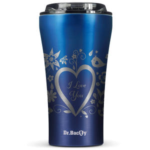 Dr.Bacty Apollo 2.0 Thermobecher für Kaffee - 360 ml - Monaco Blau -  I  love You