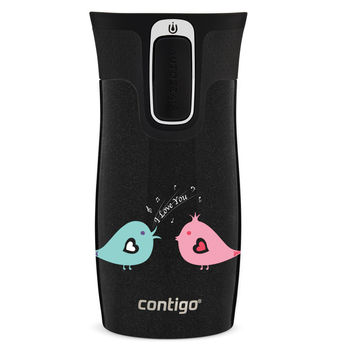 Contigo West Loop Mini Thermobecher 300ml - Vogelliebe - Schwarz Metallic