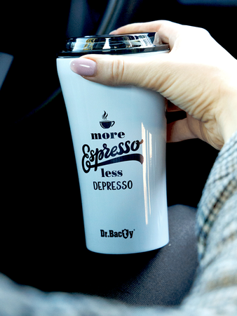 Dr.Bacty Apollo 2.0 Thermokaffeebecher - Espresso depresso - 360 ml - Weiß glänzend