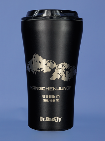 Dr.Bacty Apollo 2.0 thermischer Kaffeebecher - 360 ml - Kangchenjunga - Schwarz Matt