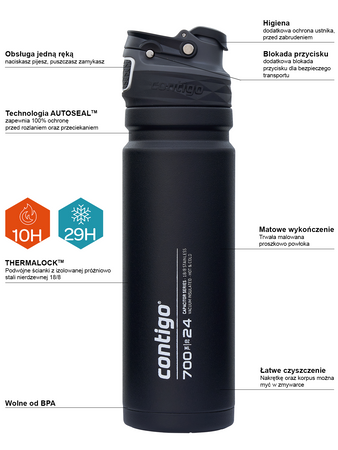 Thermoflasche Free Flow Contigo 700 ml - Schwarz