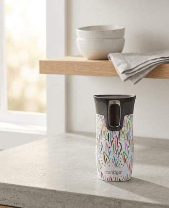 Contigo West Loop Mini 300ml thermal mug - Floresy - White Metallic