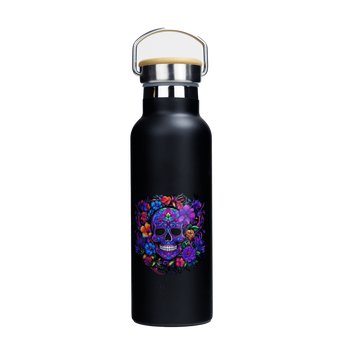 Dr.Bacty Iris Thermoflasche aus Edelstahl - schwarz - Schädel