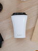 Coffee thermal mug with ceramic coating Dr. Bacty Apollo 227 ml Five-line - white