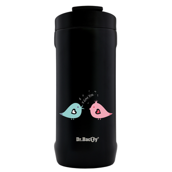 Dr.Bacty Thermokaffeebecher - Vogelliebe - Schwarz