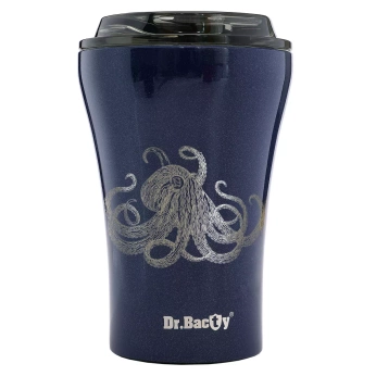 Eine wiederverwendbare Kaffeetasse mit wiederverwendbarem Dr. Bacty Apollo für Taucher - marineblau