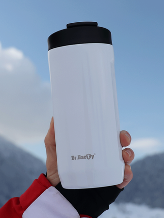 Thermal coffee mug 2-in-1 Dr.Bacty Notus 360 ml - white.