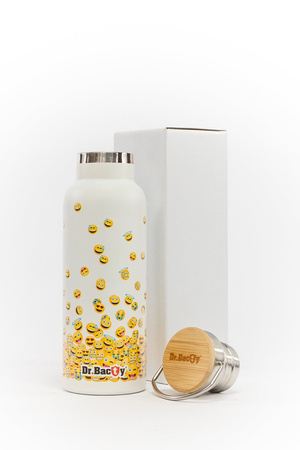Stahlthermalflasche Dr. Bacty Emoticons - weiß