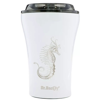 Eine Tasse mit Gravur Dr.Bacty Apollo Seepferdchen - weiß