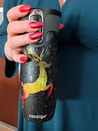 Thermal Mug Contigo West Loop 470 ml - Matte Black - Reindeer