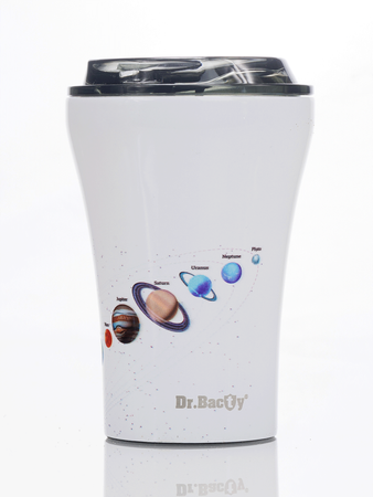 A mug with print Dr. Bacty Apollo Solar System - White