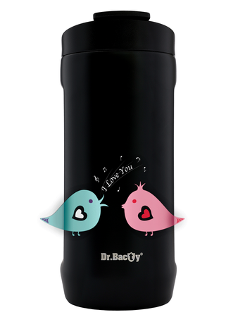 Dr.Bacty thermal coffee mug - Bird love - Black