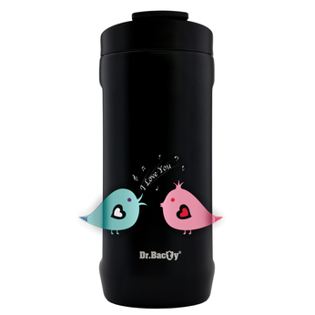 Dr.Bacty Thermokaffeebecher - Vogelliebe - Schwarz