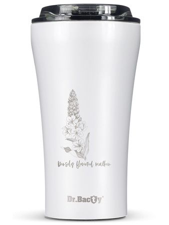 Thermobecher für Kaffee Dr.Bacty Apollo 2.0 360 ml "Dziewanna wielkokwiatowa" – Weiß
