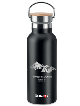Dr.Bacty Iris Thermoflasche aus Edelstahl - schwarz - Kangchenjunga